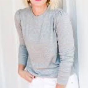 Gibsonlook Camden Puff Sleeve Gray Crew Neck Pulllover Size M